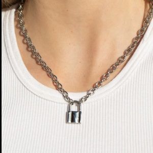 Brandy Silver Lock Necklace